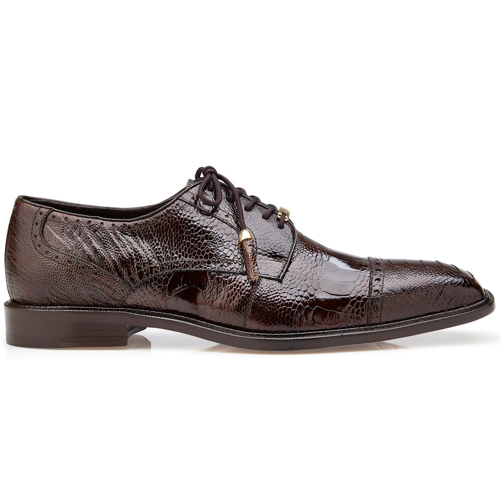 Genuine Ostrich Leather Lace-Up Dress Shoes  Belvedere Batta Chocolate Brown Chocolate / 11