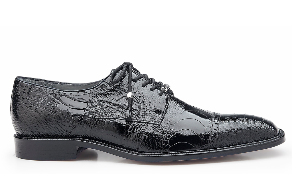 Belvedere Batta Men's Black Genuine Ostrich Oxfords