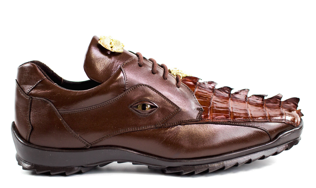 Vasco Hornback Crocodile and Soft Calf Skin Brown Men Sneakers