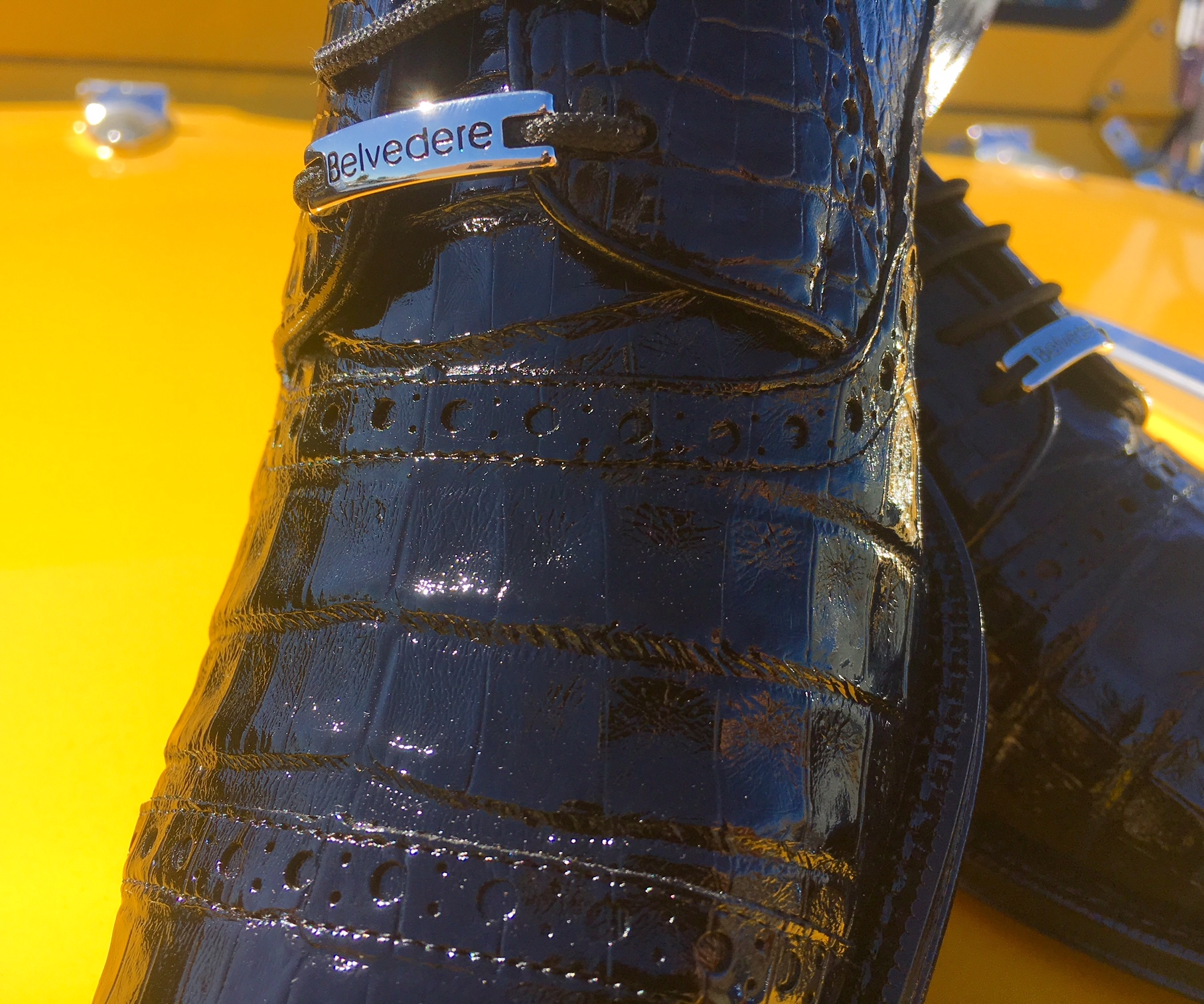Belvedere Shoes Black Genuine Crocodile Leather  Shoe Marcello