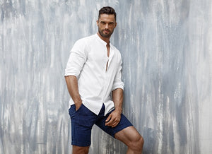 short dress pants in style Mens Summer Shorts Slim Fit Gentle Work Dress Plaid Suit Short Pants Trousers
