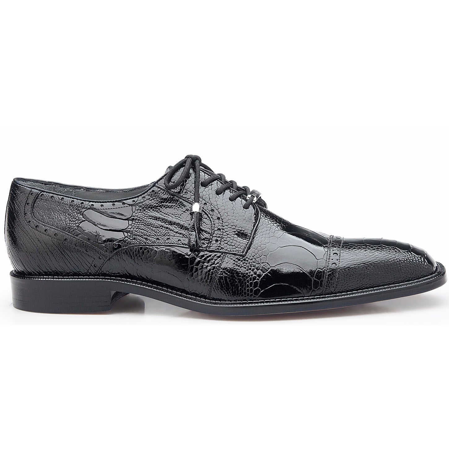 Belvedere Sesto Men's Dress Shoes - Genuine Ostrich & Italian Leather Wingtip Oxfords