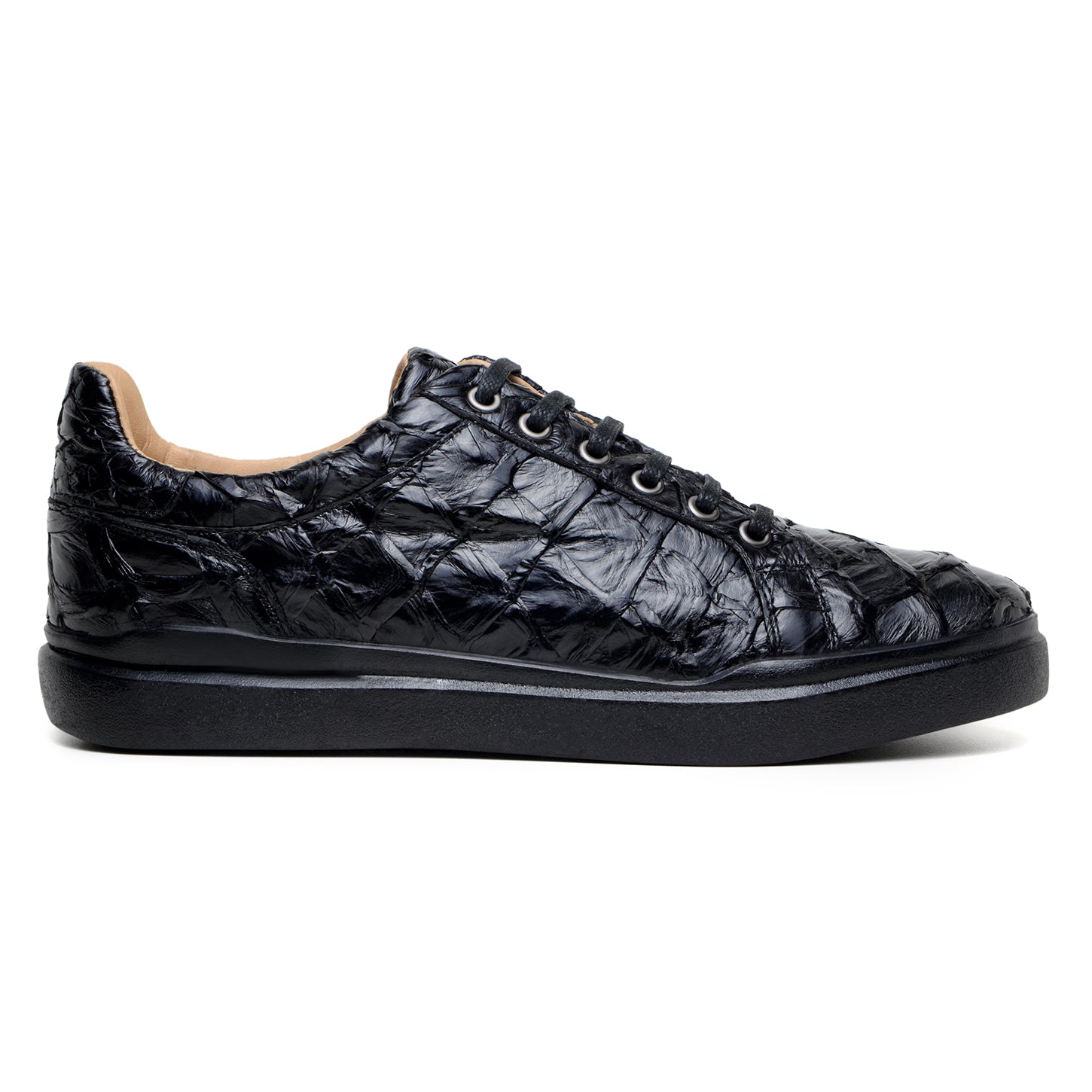 Vasco Hornback Crocodile and Soft Calf Skin Black Men Sneakers