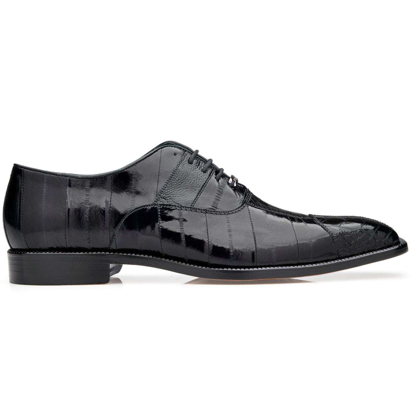 Belvedere Mare in Black Genuine Ostrich & Eel Oxfords