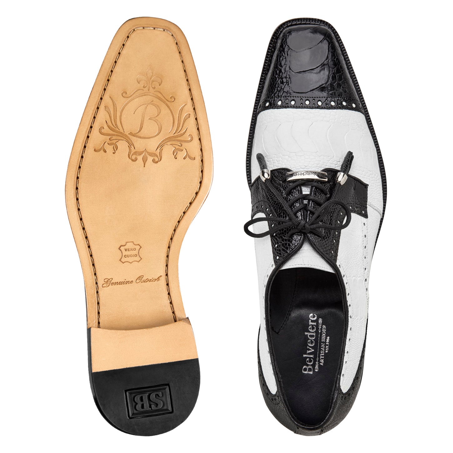 Belvedere Batta ElegantCap Toe Genuine Ostrich Lace Up Black Dress Shoe Sz 12 Belvedere Genuine Ostrich Leg Cap-Toe Dress Tie Shoe  main image 2