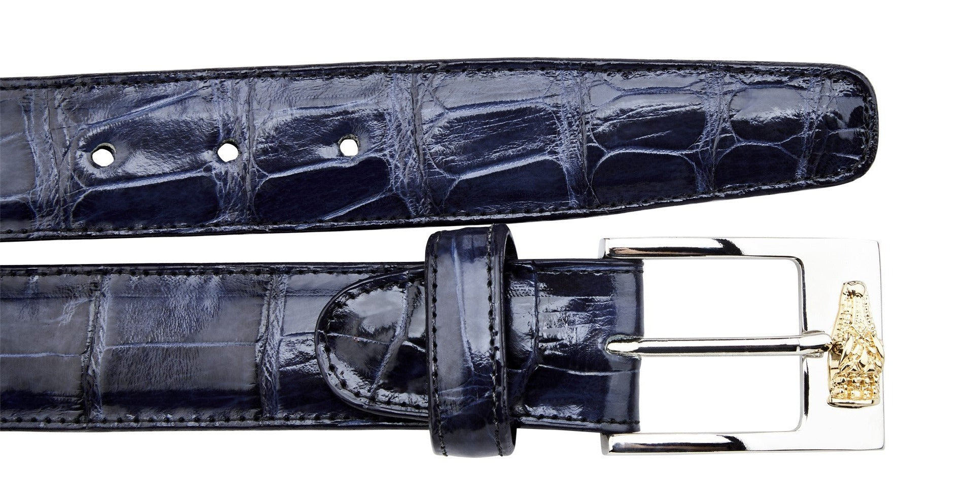 Belvedere Men’s Ocean Blue Ostrich Leg Belt