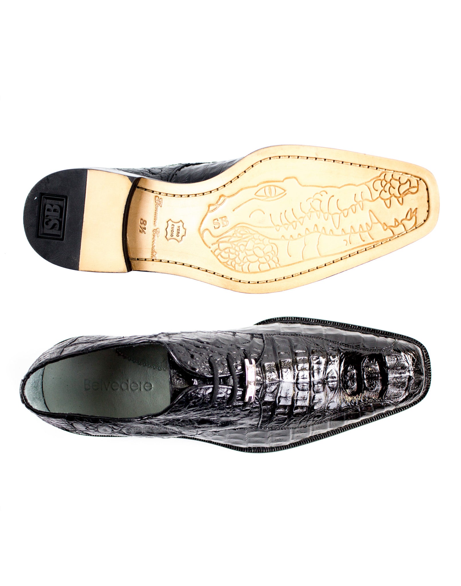 Belvedere Franco Black / White Genuine Alligator / Italian Leather Wingtip  Shoes. - $679.90 :: Upscale Menswear 