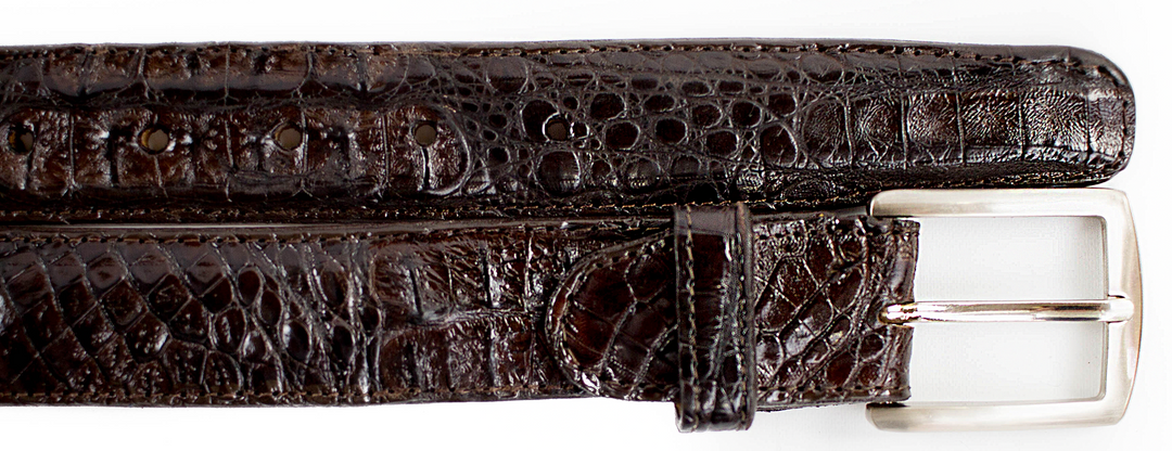 Belvedere Caiman Belt - Olive Genuine Crocodile Dress Shoe