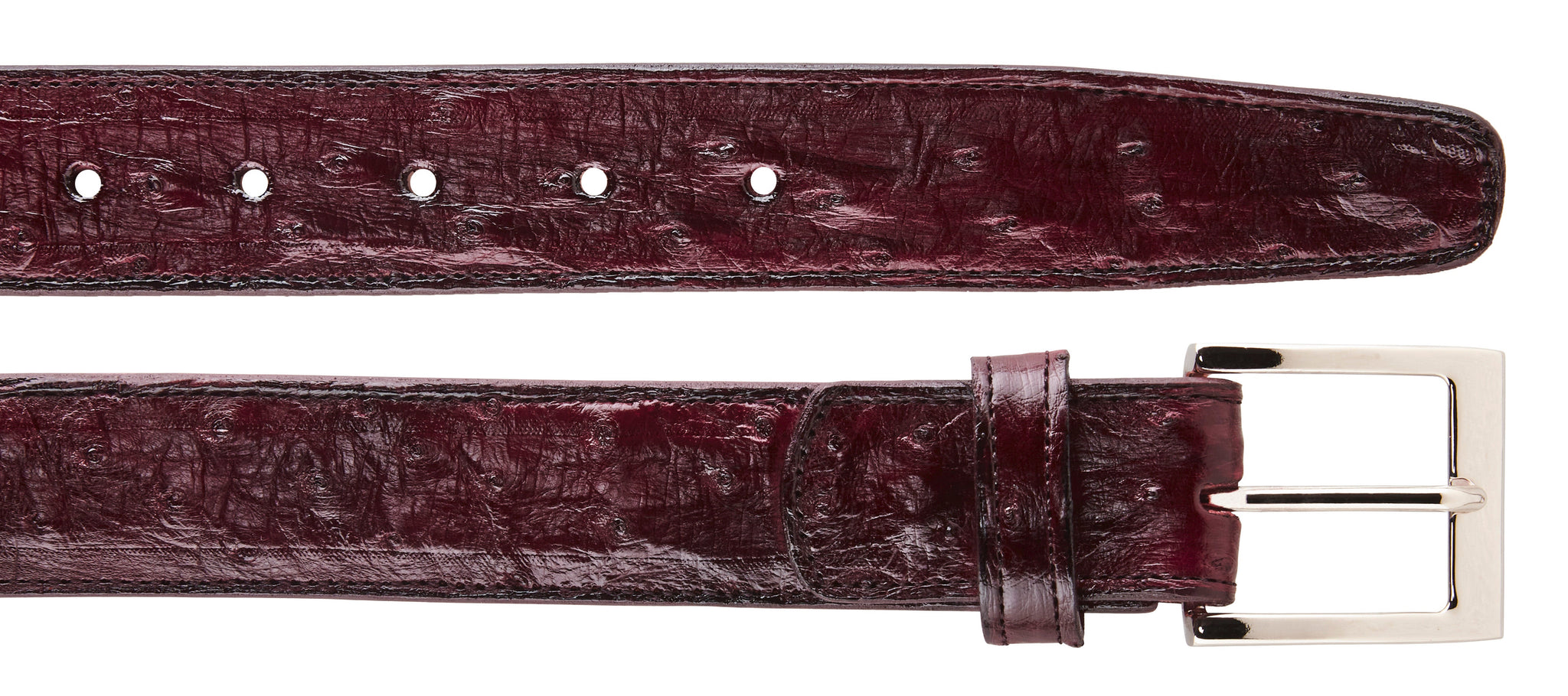Ostrich Quill Belt - Burgundy