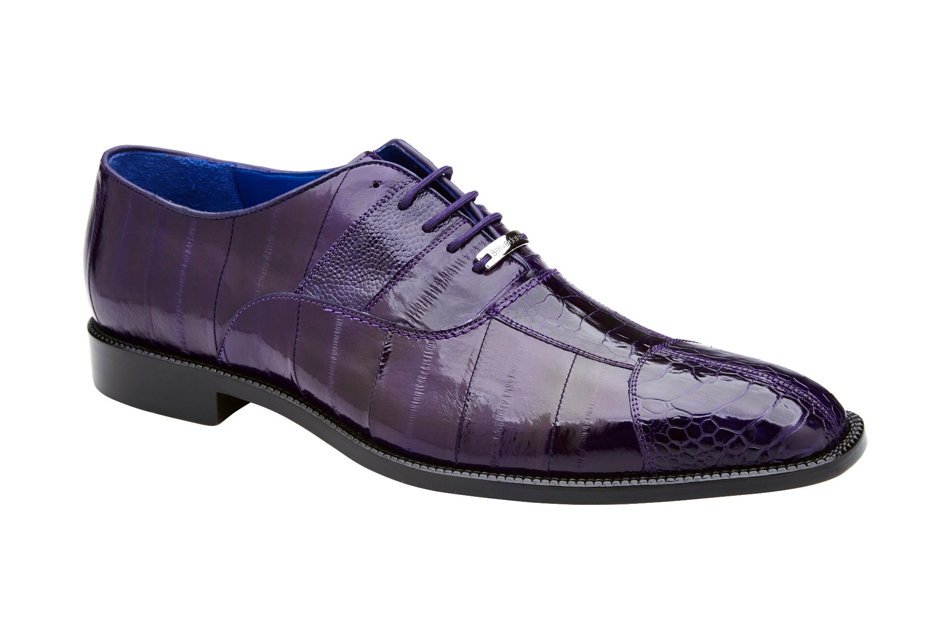 Belvedere Men's Mare, Purple Ostrich/Eel